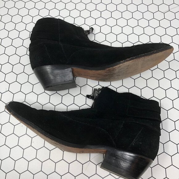 Rebecca Minkoff Alex Black Suede Buckle Booties 9 - Picture 2 of 10